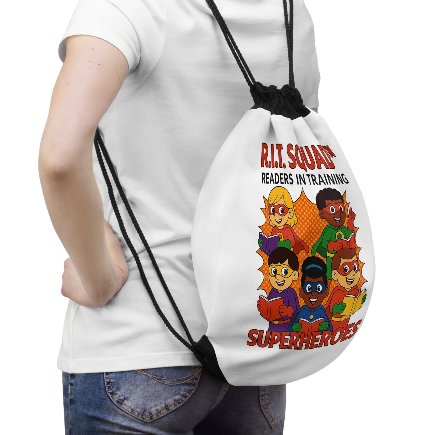 R.I.T. SQUAD™ Readers in Training™ “Superheroes  Drawstring Bag